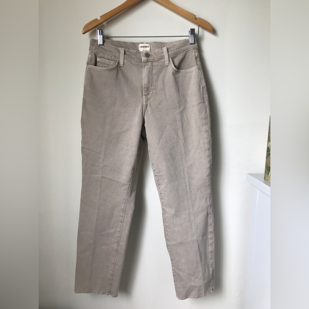 L’AGENCE Cotton blend High Rise Slim Straight Leg Jeans